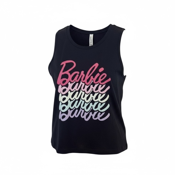 Bella Canvas Black Barbie Tank Top with Pink and White Graphic - Picture 3 of 6